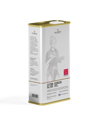 White can of Olivartia extra virgin olive oil
